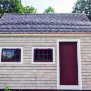 10x16 Hobby House with several personal touches to fit into a quaint New England setting