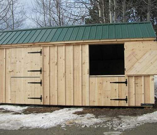 10x20 Two Stall Barn with one dutch door open