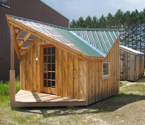 12x16 Backyard Retreat customized with a 15-lite insulated wood door