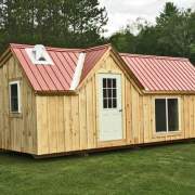 12x24 Xylia with four season insulation, red roof and roof flashing for a wood stove