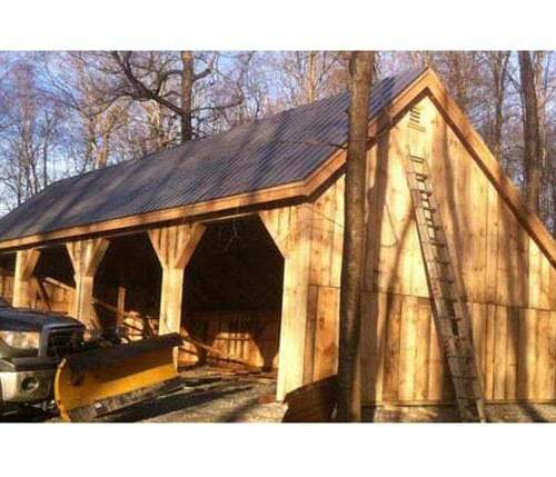 24x48 Equipment Shed - post and beam barn with charcoal gray metal roof
