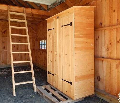 2x4 Garden Closet is constructed of pine tongue and groove lumber