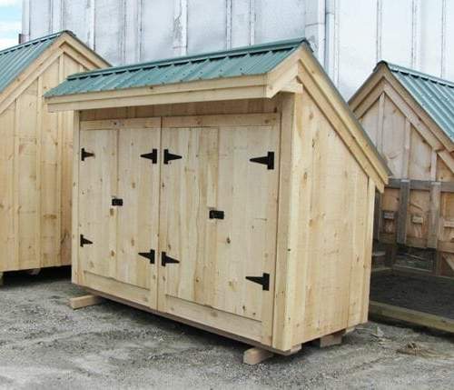 4x10 Garbage Shed fully assembled unit or example of complete kit built