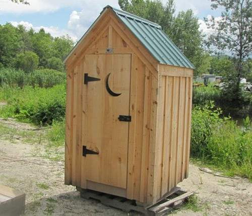 Post and beam outhouse is a perfect solution for off-grid plumbing