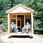 8x16 Bunkhouse - A happy couple enjoying the porch
