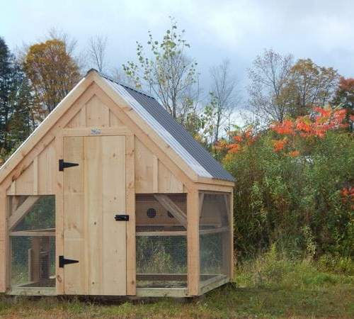 8x8 Chicken Coop with a single door and nesting boxes.