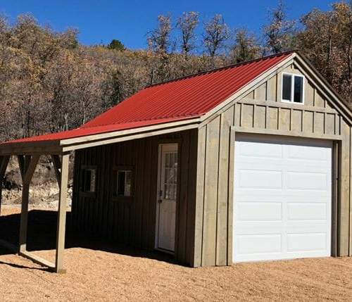 14x20 One Bay Garage with 8x20 Overhang and roof and window upgrades