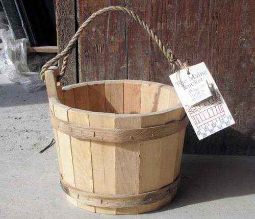 Wishing Well Wooden Bucket in Pine with Rope