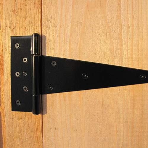 Our heavy duty eight-inch t-hinges are a simple and rustic style door hardware style.
