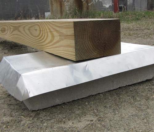 Aluminum Termite Sheild to prevent termite damage to your wooden shed, cabin, cottage or barn. 18.5"x10"x2".