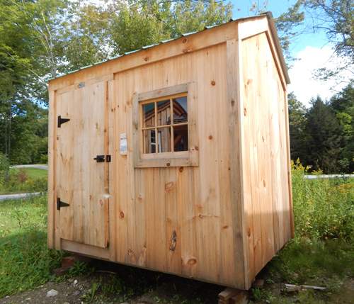 6x8 Economy Nantucket Storage Shed with Barn Sash Window and Pine Board siding