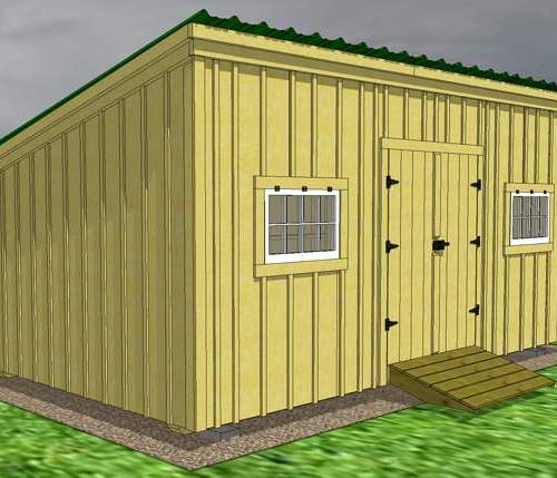 12x20 Shed Roof 3D Model with Barn Sash Windows and Pressure-Treated Ramp
