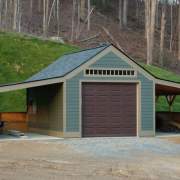 14x20 One Bay Garage Storage Barn with Overhang Add-Ons and Asphalt Shingles
