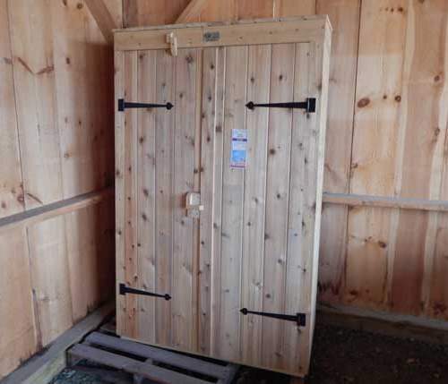 2x4 Garden Closet with double doors and built-in shelving