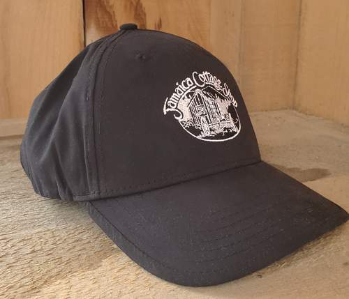 Jamaica Cottage Shop Embroidered Nylon Black Baseball Hat with JCS Logo